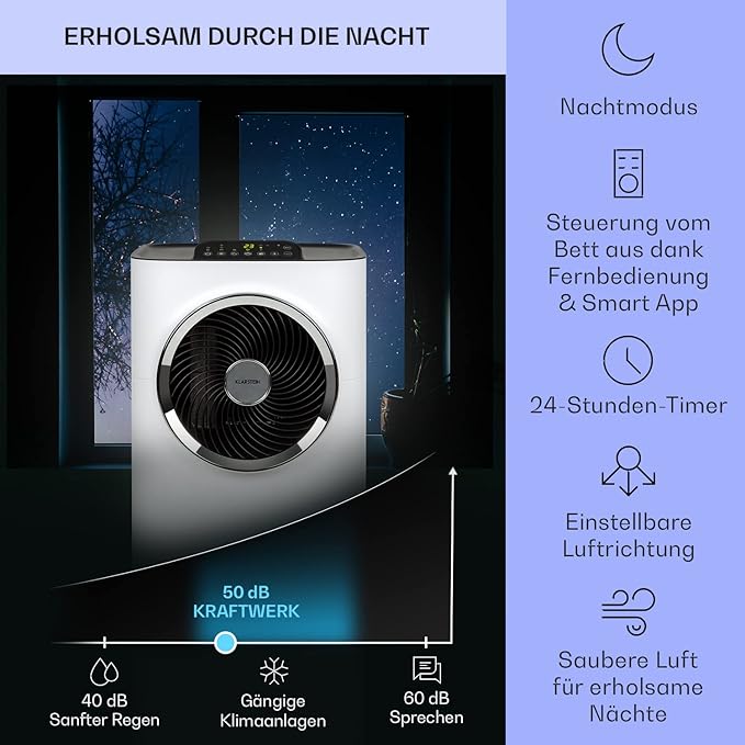 Klarstein portable air conditioner with exhaust pipe, 5-in-1 air conditioner（white）