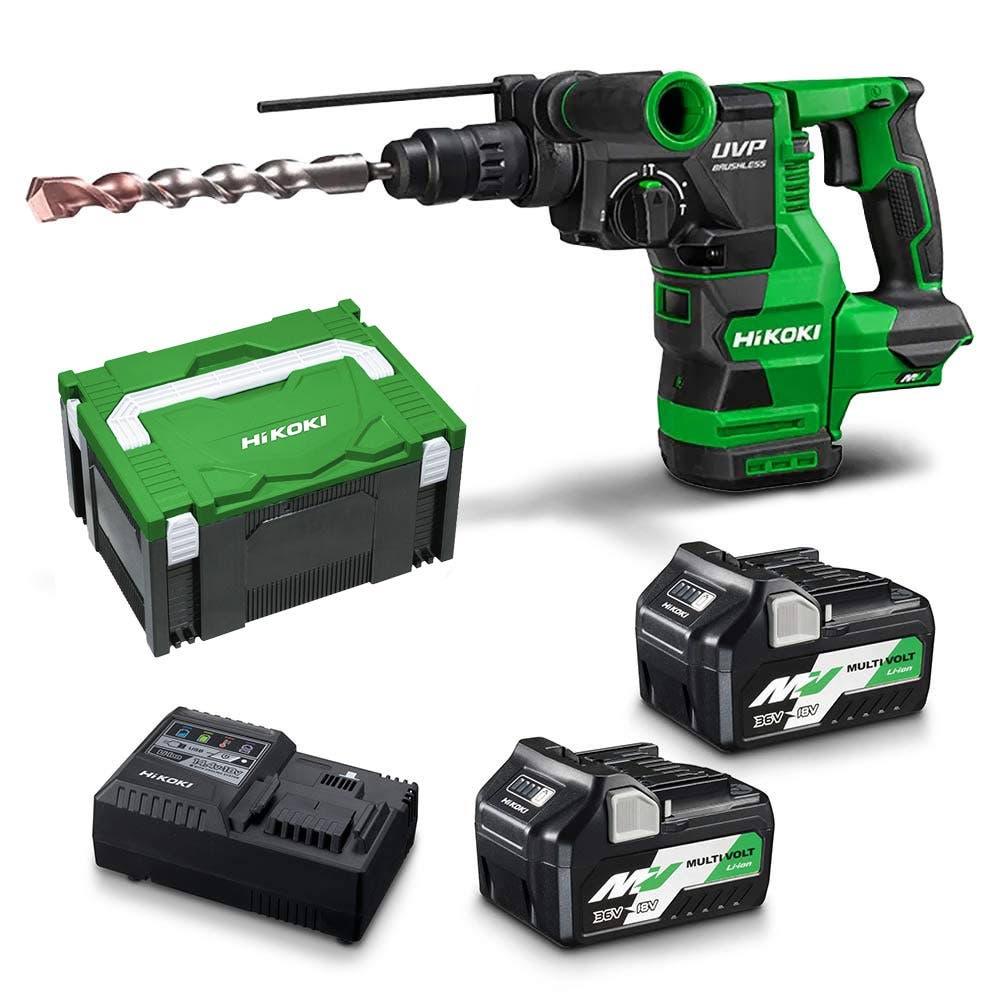 HiKOKI 36V Brushless 2 x 2.5/5.0Ah Rotary Hammer Kit DH3628DC(HRZ)