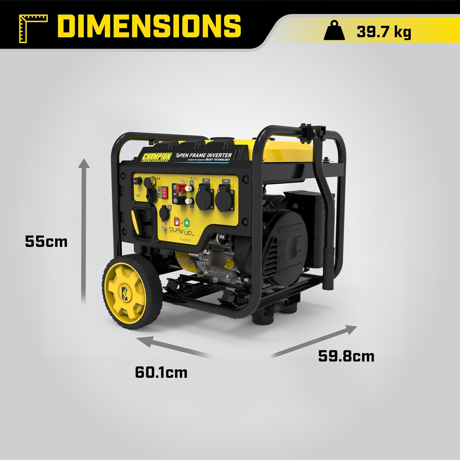 Champion Power Equipment 3600W Dual-Fuel Digital Hybrid Inverter - 224cc Engine, 18 Hour Runtime, Ultra-Quiet and Lightweight, Clean Energy Hybrid Generator and Fuel Saving