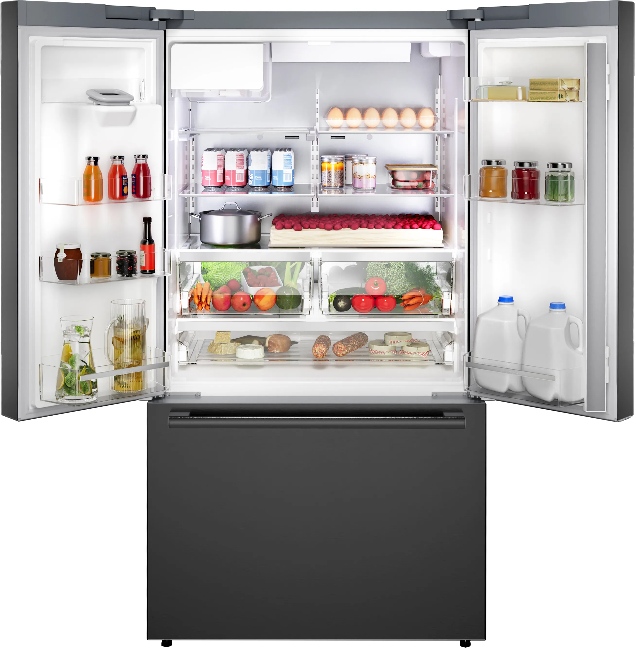 Bosch  B36FD52SNB 500 Series French Door Bottom Mount Refrigerator 36'' Black Stainless Steel, Total No Frost