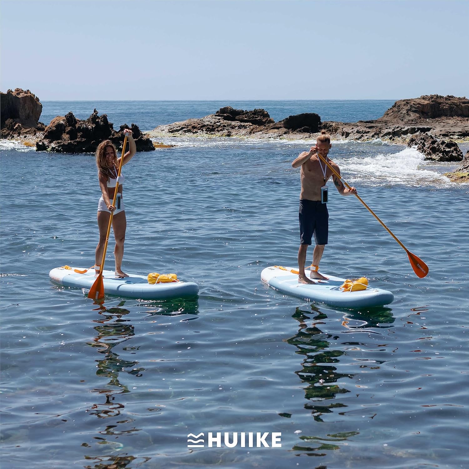 HUIIKE Stand Up Paddling Board mit Zubehör, Paddel, Finnen, Pumpe. Paddle Sup Board Aufblasbar Hohe Stabilität und Widerstandsfähigkeit. 305 × 84 × 15 cm, Belastbar bis 130 kg