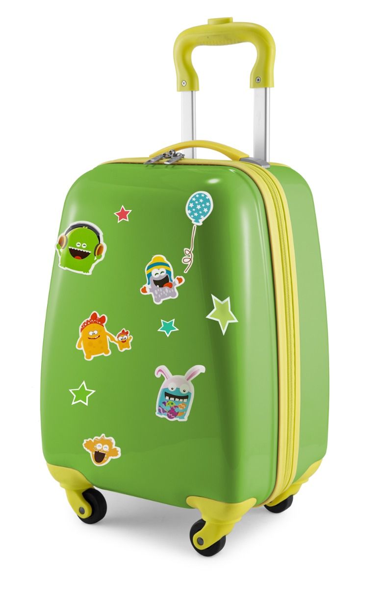 For Kids - Children's luggage + reflective stickers Monster, children's suitcase, children's hard case, hand luggage, 24 liters
