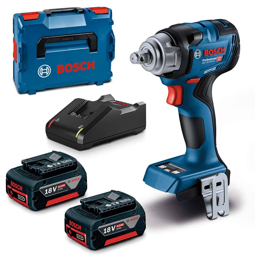 BOSCH 18V Brushless 2 x 5.0Ah 1/2inch Impact Wrench Kit GDS 18V-330 HC 06019L5041
