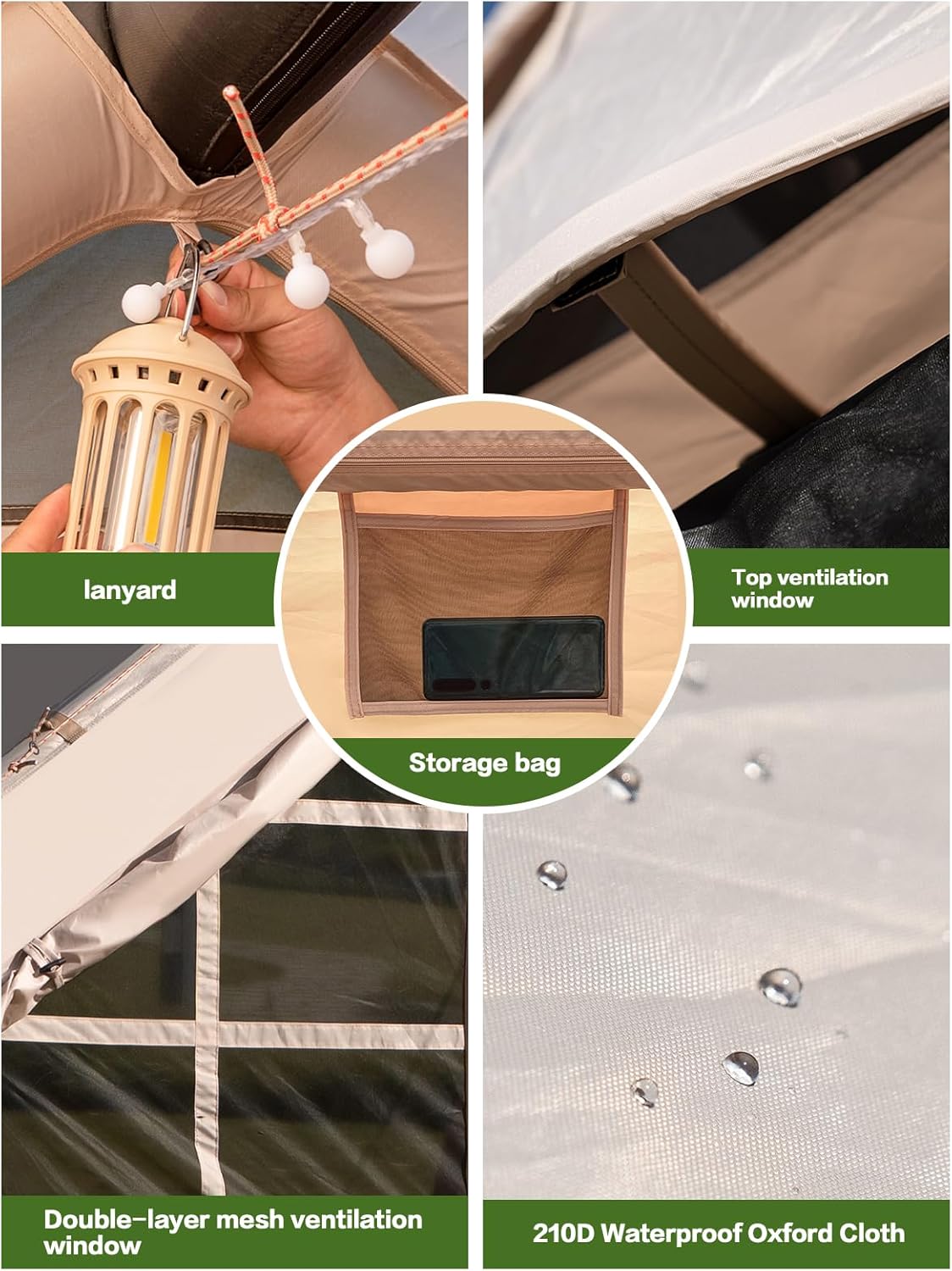 DanCoom Inflatable Tent 2/4/6/8 Person Tents for Camping,Easy Setup Large Inflate Tents for Outdoor Camping, Glamping Tents Large ApseF