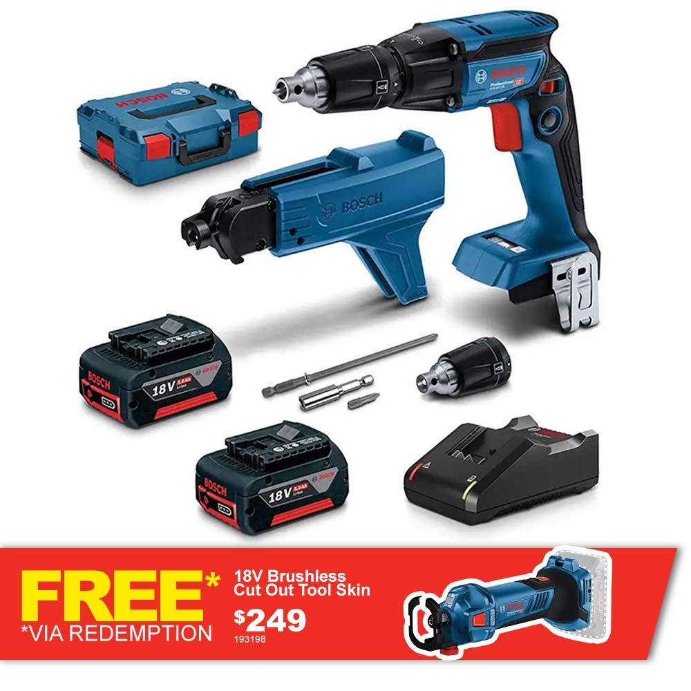 BOSCH 18V 2 x 5.0Ah 1/4" Screwdriver Drywall Kit 06019K7041