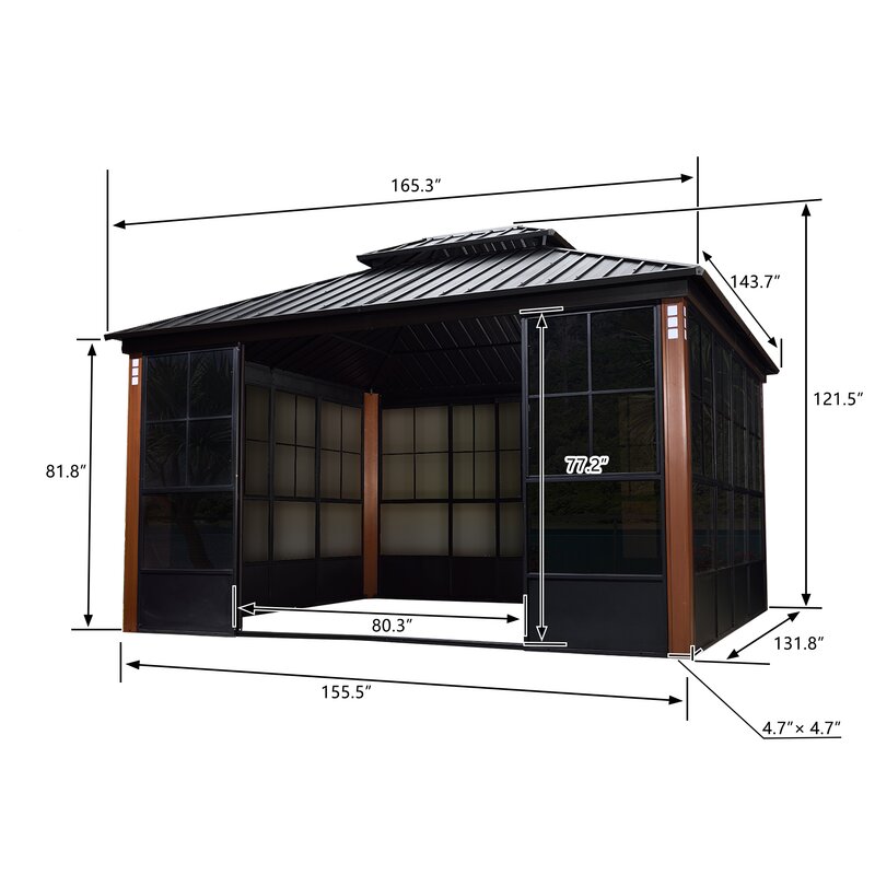 Double Tier 14 Ft. W x 12 Ft. D Metal Patio Gazebo