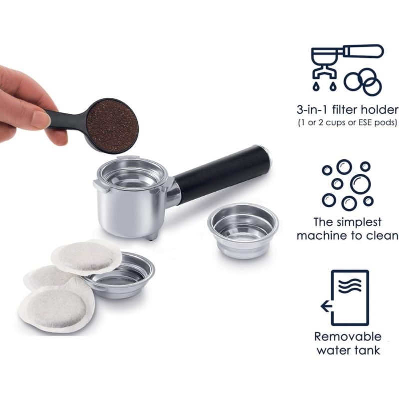 De'Longhi EC685BK Dedica DeLuxe Pump Espresso Machine with Premium Adjustable Frothing Wand, in matte black