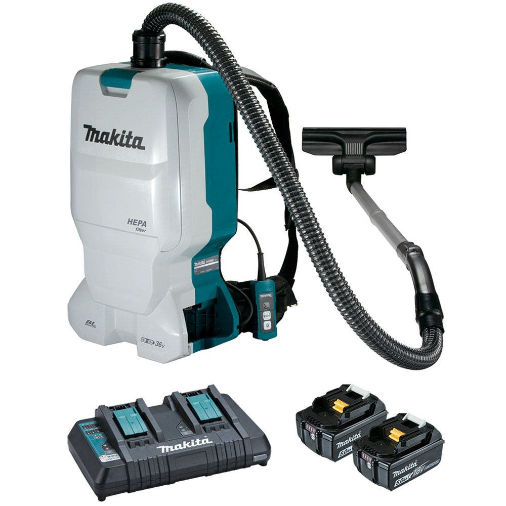 MAKITA 18V Brushless 2 x 5.0Ah Backpack Vacuum Kit DVC660T2X1