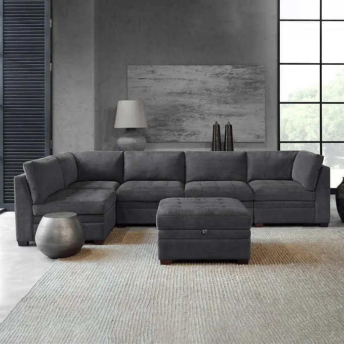 Thomasville Tisdale Fabric Sectional with Storage Ottoman