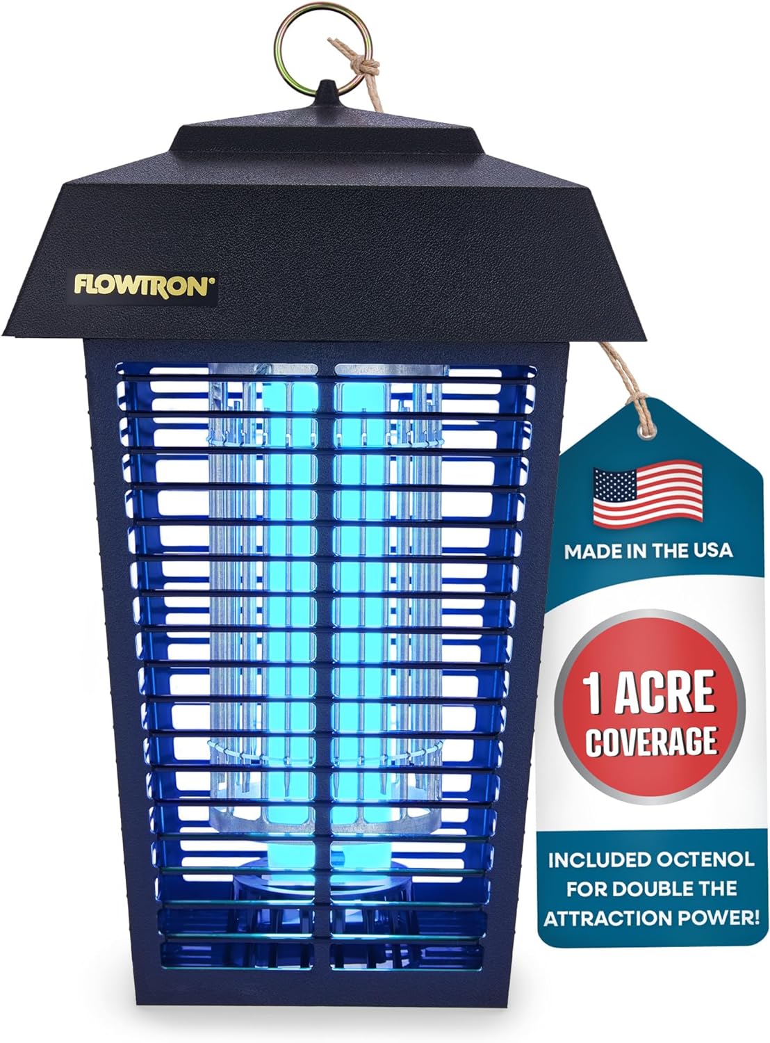 Flowtron Bug Zapper, 1 Acre of Outdoor Coverage with Powerful 40W Bulb & 5600V Instant Killing Grid, Electric Insect, Fly & Mosquito Zapper, Made in The USA