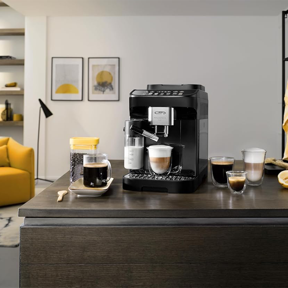 De'Longhi Magnifica Evo ECAM 292.81.B Fully Automatic Coffee Machine with LatteCrema Milk System, 7 Direct Selection Buttons for Cappuccino, Espresso and Other Coffee Specialities, 2-Cup Function