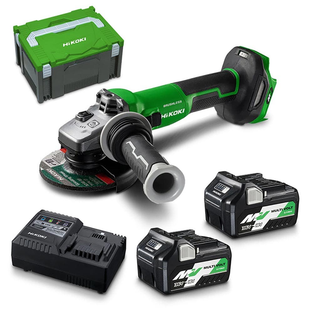 HiKOKI 36V 2 x 2.5/5.0Ah 125mm Angle Grinder Kit G3613DVE(HRZ)