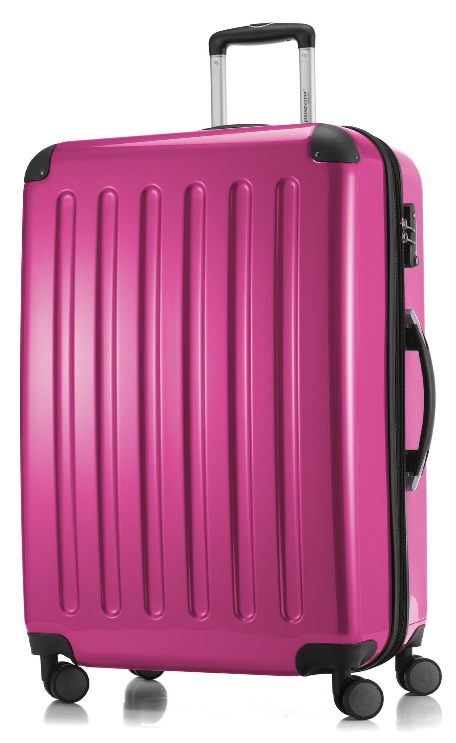 Alex - suitcase hard shell black glossy, 65 cm, 74 liters