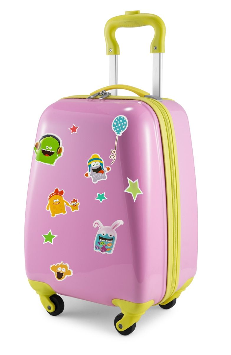 For Kids - Children's luggage + reflective stickers Monster, children's suitcase, children's hard case, hand luggage, 24 liters