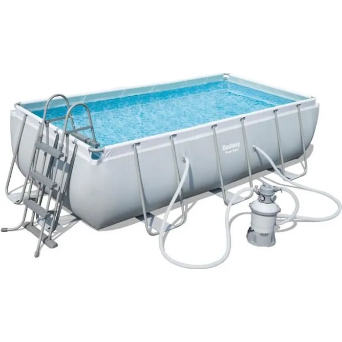 Kit Piscine hors sol tubulaire BESTWAY - Power Steel™ - 404 x 201 x 100 cm - Rectangulaire (Filtre à sable, échelle, diffuseur)