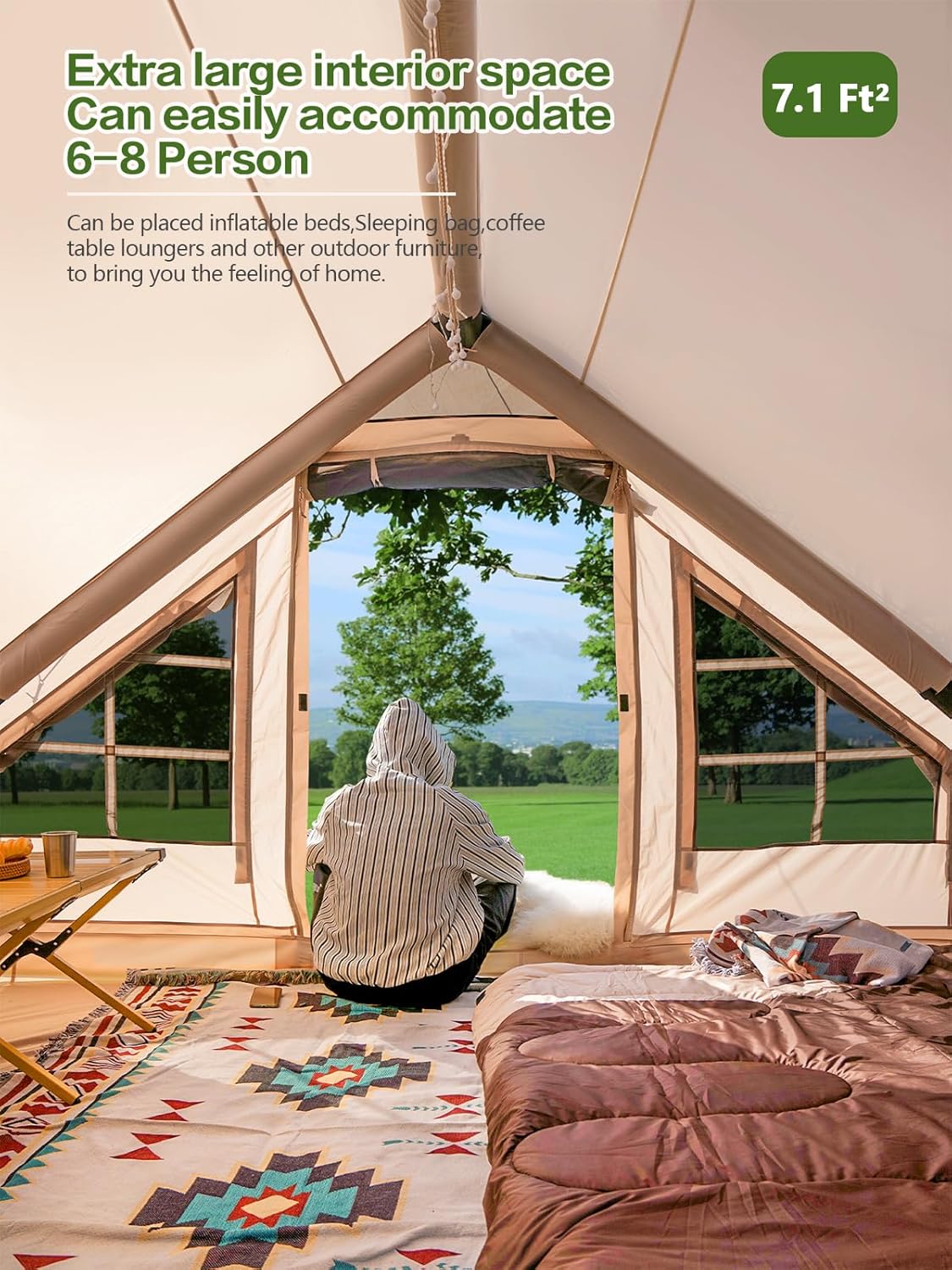 DanCoom Inflatable Tent 2/4/6/8 Person Tents for Camping,Easy Setup Large Inflate Tents for Outdoor Camping, Glamping Tents Large ApseF