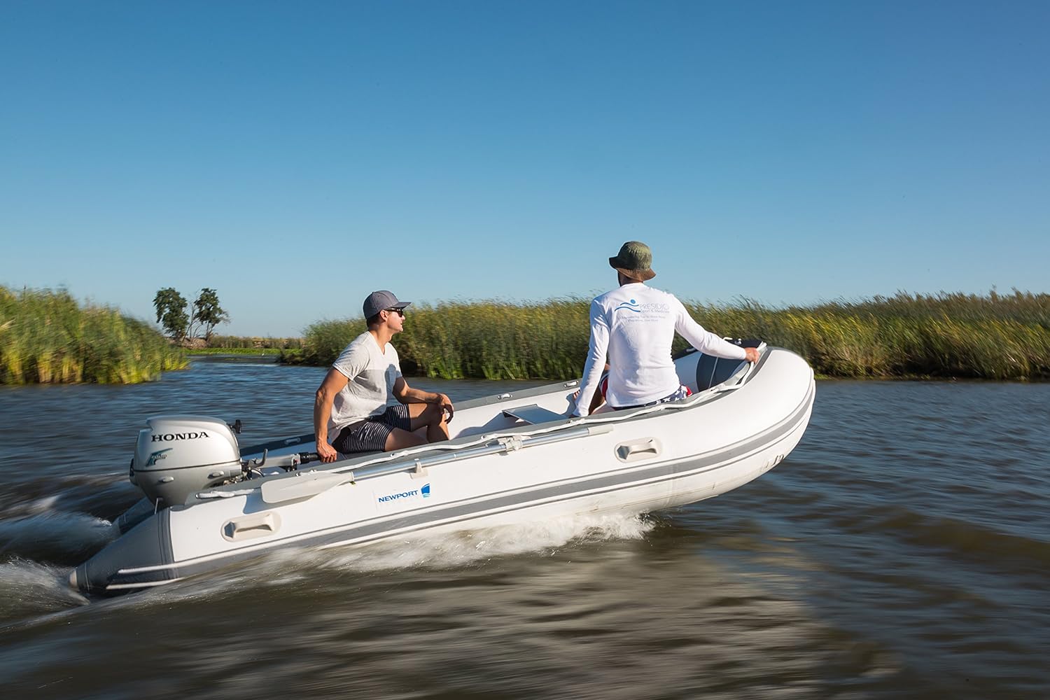 12ft 6in Catalina Inflatable Dinghy Boat Transom Sport Tender - 6 Person - 20 Horsepower USCG Rated, White/Gray
