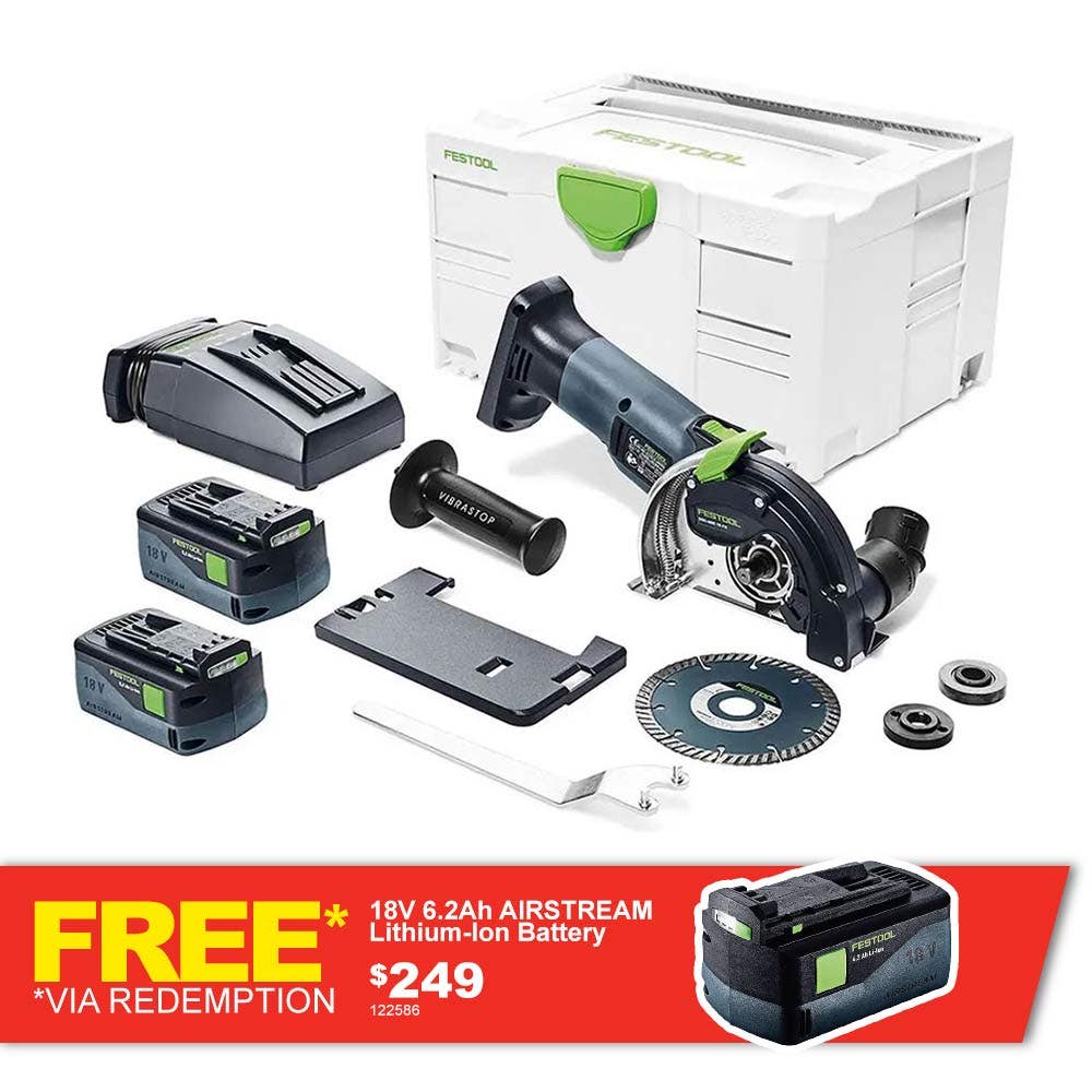 FESTOOL 18V 2 x 5.2Ah 125mm Angle Grinder Kit 577032