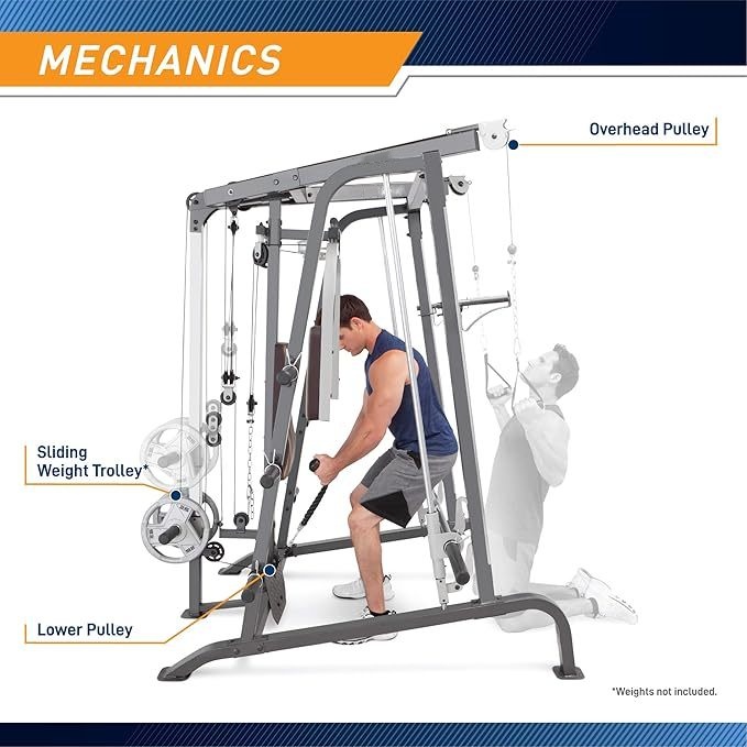 MARCY Smith Cage Workout Machine Full BodyStrengthTraining Home Gym Equipment System with LegDeveloper, Press Bar, PEC Deck, and Squat Rack