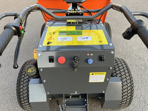 DELEKS®XE-4WDHG Electrified 4x4 Minidumper, 2 electric motors 800W/48V, hydraulic tipping, dumper body, operator platform, load 400kg, turf tires.