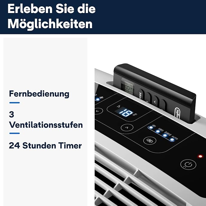 De'Longhi Pinguino PAC EM82, Mobile Klimaanlage für Räume bis zu 80 m³