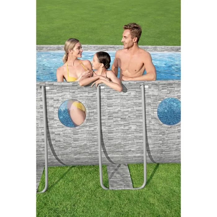 Kit Piscine hors sol - BESTWAY - Power Steel - 549 x 274 x 122 cm - Ovale (Avec pompe de filtration, échelle, bâche)
