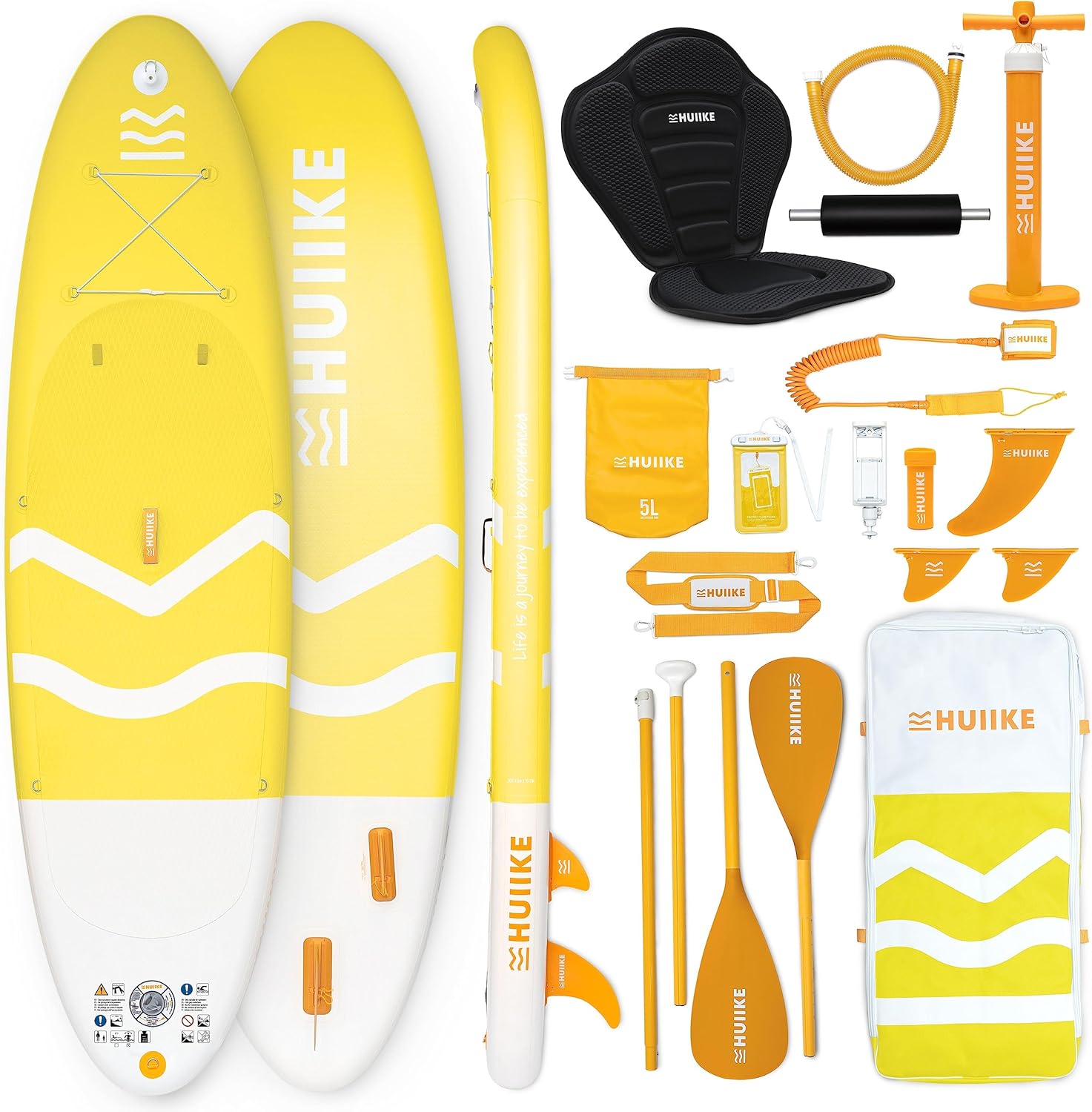 HUIIKE Stand Up Paddling Board mit Zubehör, Paddel, Finnen, Pumpe. Paddle Sup Board Aufblasbar Hohe Stabilität und Widerstandsfähigkeit. 305 × 84 × 15 cm, Belastbar bis 130 kg