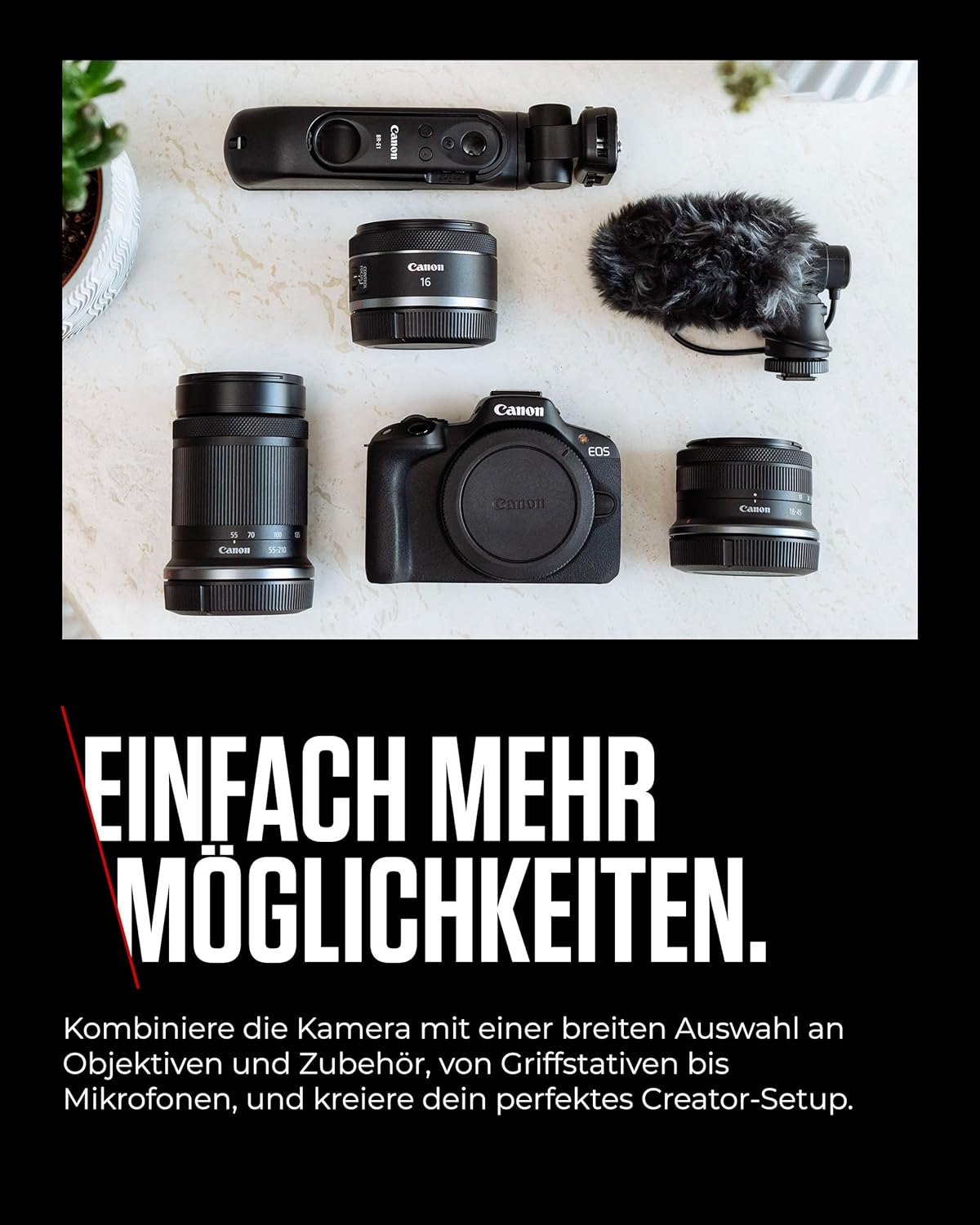 Canon EOS R50 Systemkamera + RF-S 18-45mm is STM Objektiv - Spiegellose Kamera Digitalkamera mit Autofokus