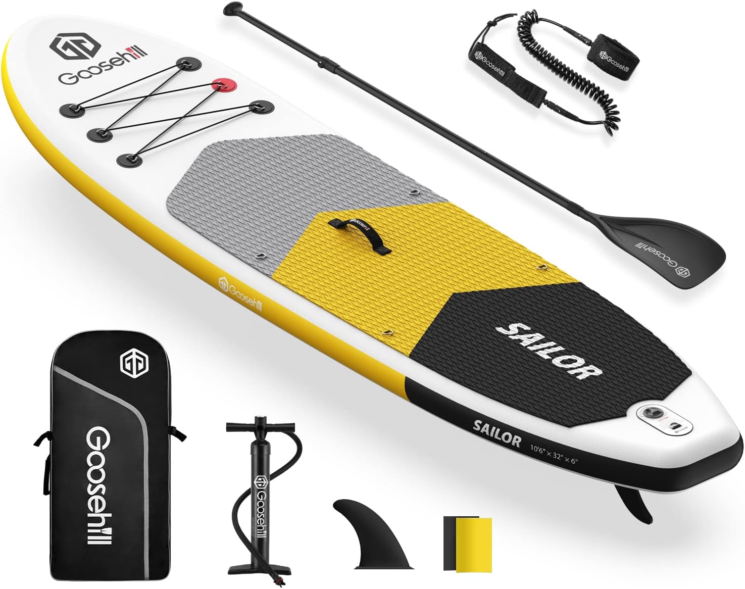 Goosehill Inflatable Stand Up Paddle Board, Premium SUP Package, 10' Long 32
