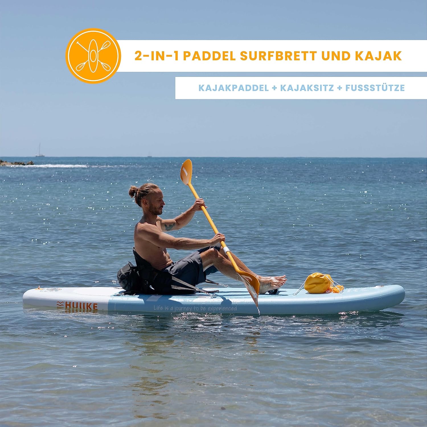 HUIIKE Stand Up Paddling Board mit Zubehör, Paddel, Finnen, Pumpe. Paddle Sup Board Aufblasbar Hohe Stabilität und Widerstandsfähigkeit. 305 × 84 × 15 cm, Belastbar bis 130 kg