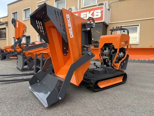 DELEKS®V3000 Self-loading tracked minidumper, hydrostatic transmission, operator platform, Briggs&Stratton engine, electric start.