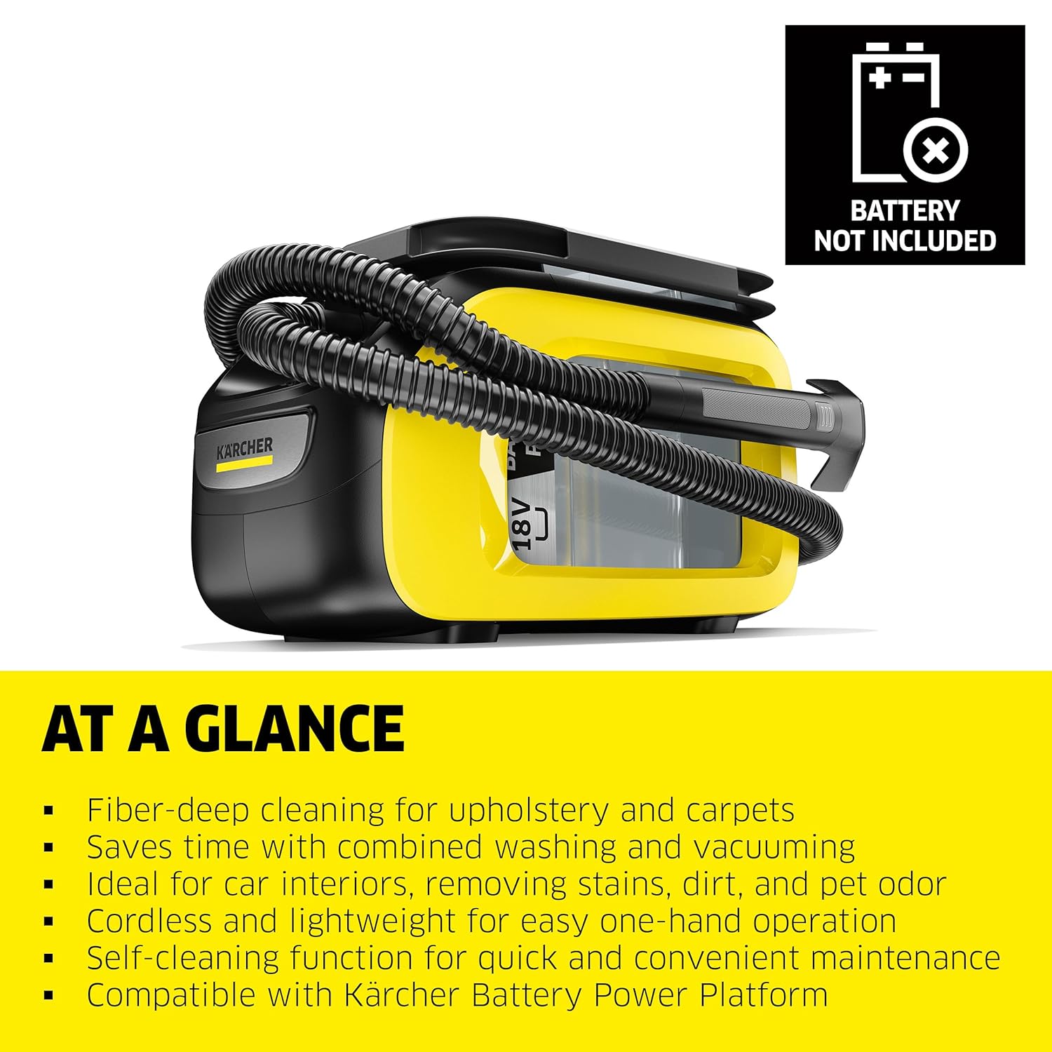 Kärcher Puzzi 8/1 C Commercial Carpet Extractor 12.5 PSI - Spot Cleaner, Stain Remover, Area Rugs, Car and Auto Detailing, Carpet and Upholstery Cleaner - Onboard Accessory Storage - 3.9 Gallon Tank