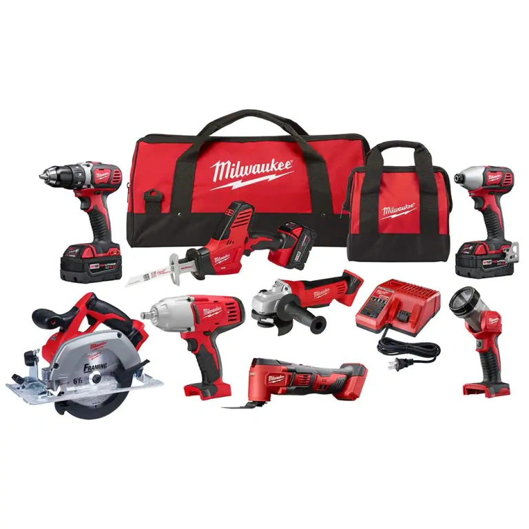 M18 18V Lithium-Ion Cordless Combo Kit (8-Tool) with Three 4.0 Ah Batteries, 1 Charger, 2 Tool Bag