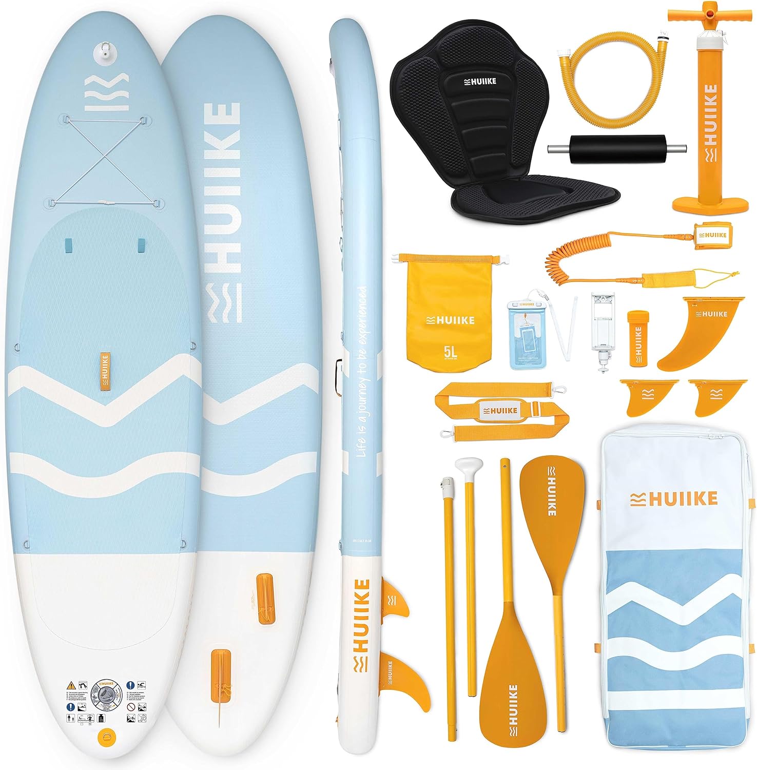 HUIIKE Stand Up Paddling Board mit Zubehör, Paddel, Finnen, Pumpe. Paddle Sup Board Aufblasbar Hohe Stabilität und Widerstandsfähigkeit. 305 × 84 × 15 cm, Belastbar bis 130 kg