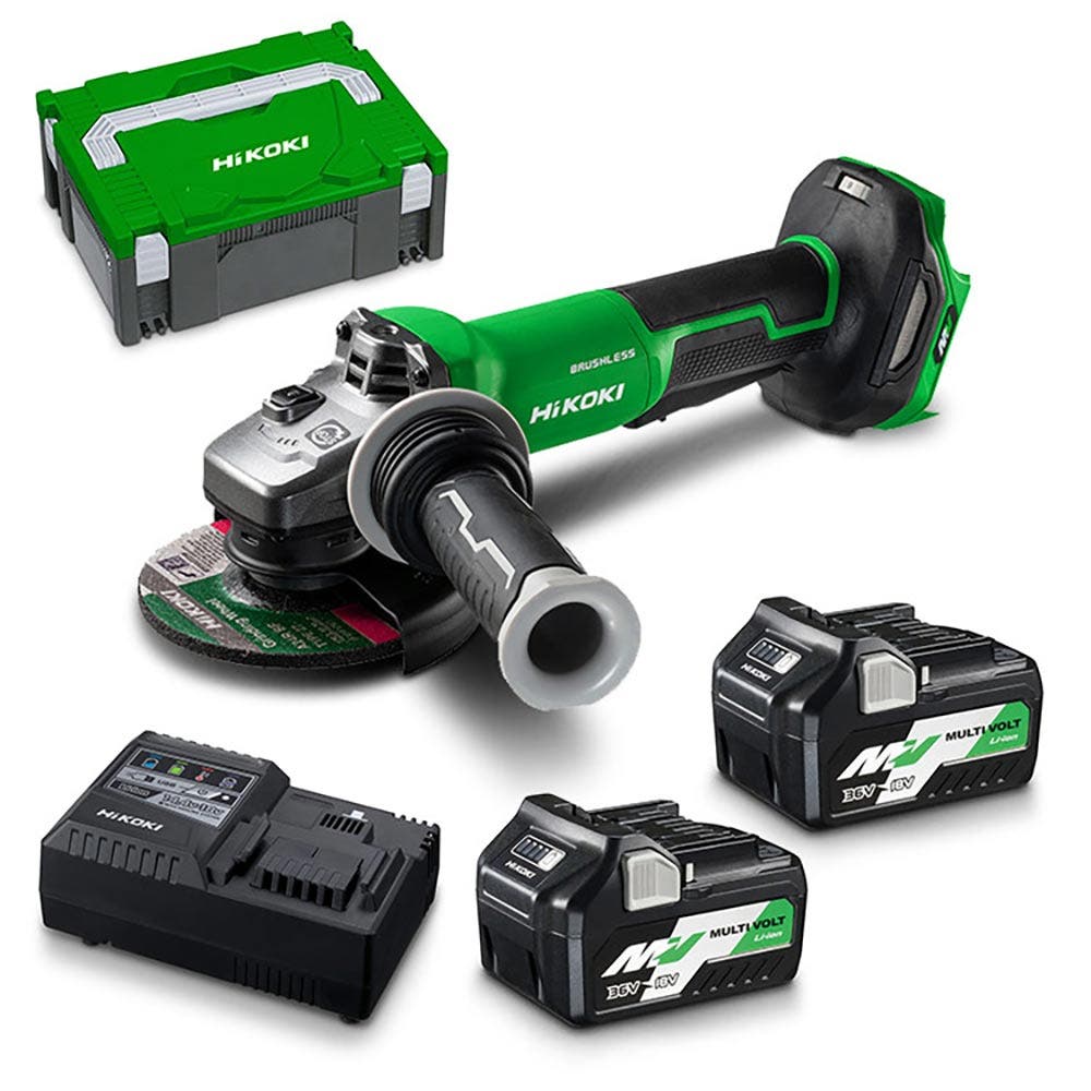 HiKOKI 36V 2 x 2.5/5.0Ah 125mm Angle Grinder Kit G3613DVF(HRZ)