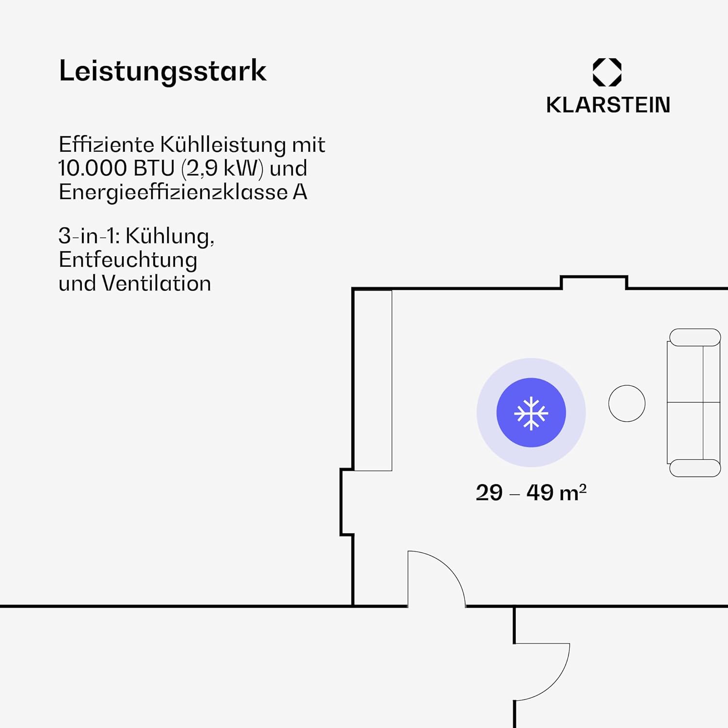 Klarstein portable air conditioner with exhaust pipe, 5-in-1 air conditioner（Rose gold）