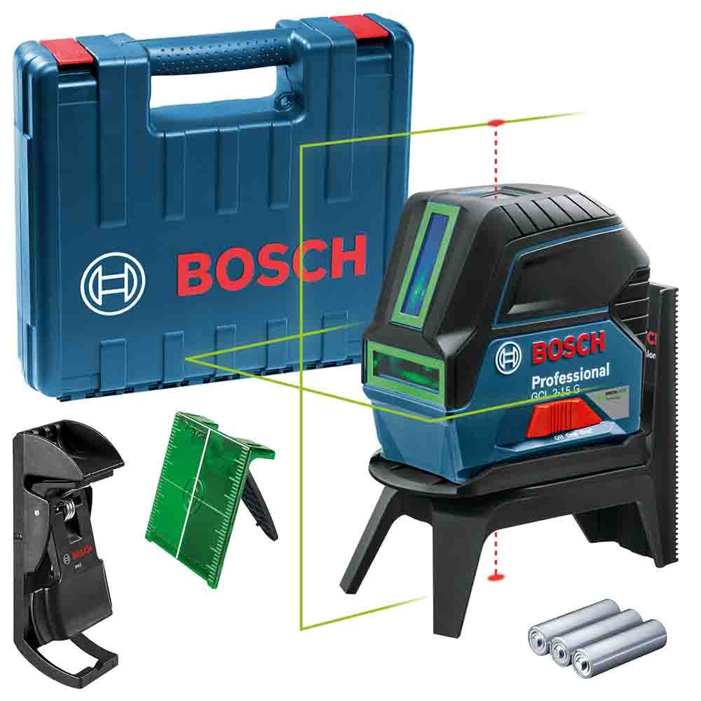 BOSCH Cross Line Laser Level with Plumb Green Beam GCL2-15G 0601066J00