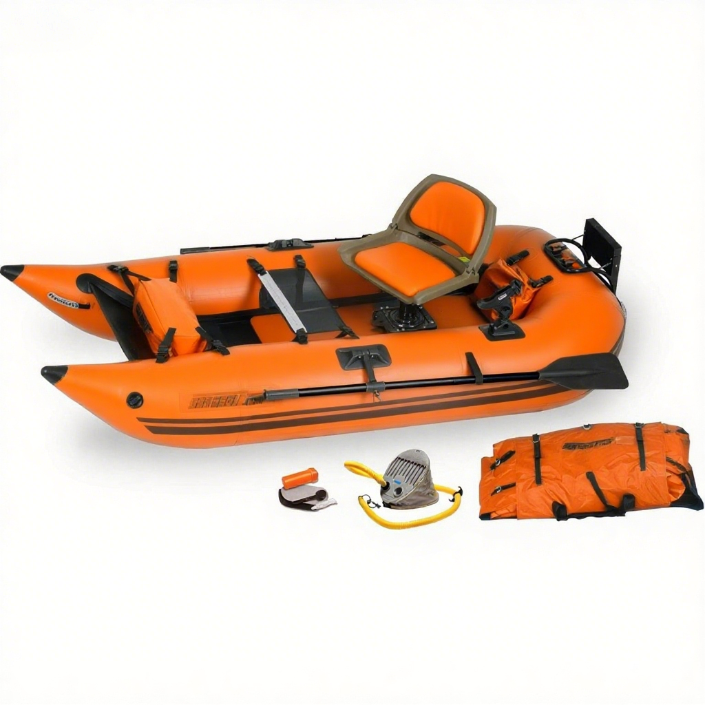 Sea Eagle 285 Frameless Inflatable 9' Pontoon Fishing Boat - 1 Person- Lightweight, Portable-Perfect for Hunting & Fishing-Sets up in 5 Minutes