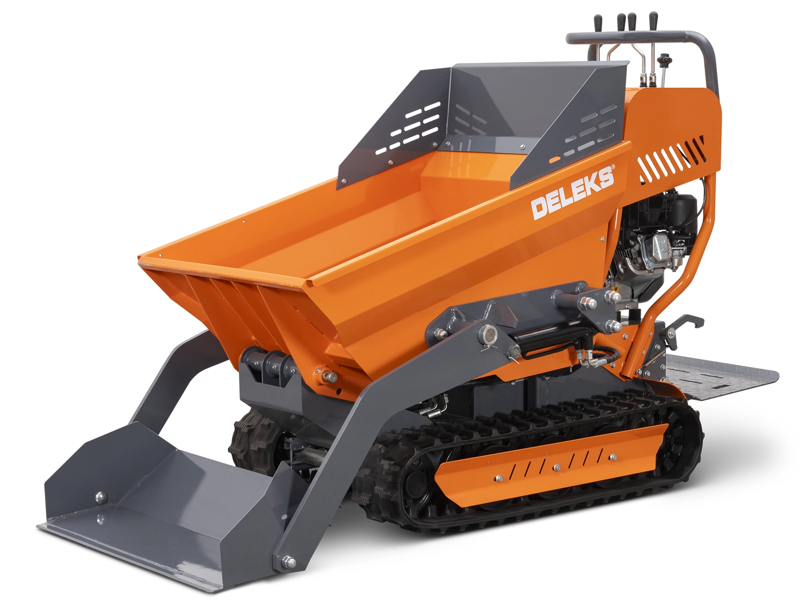 DELEKS®V3000 Self-loading tracked minidumper, hydrostatic transmission, operator platform, Briggs&Stratton engine, electric start.