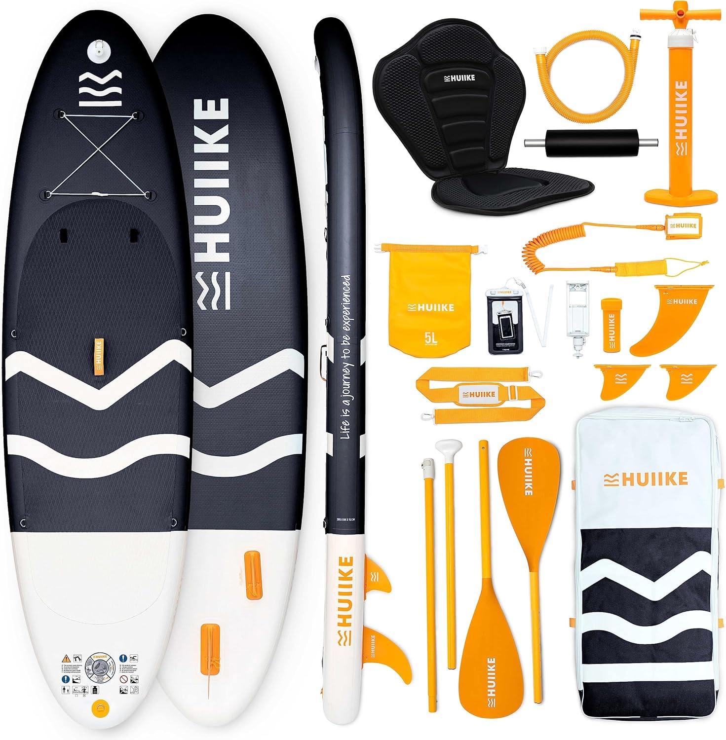 HUIIKE Stand Up Paddling Board mit Zubehör, Paddel, Finnen, Pumpe. Paddle Sup Board Aufblasbar Hohe Stabilität und Widerstandsfähigkeit. 305 × 84 × 15 cm, Belastbar bis 130 kg