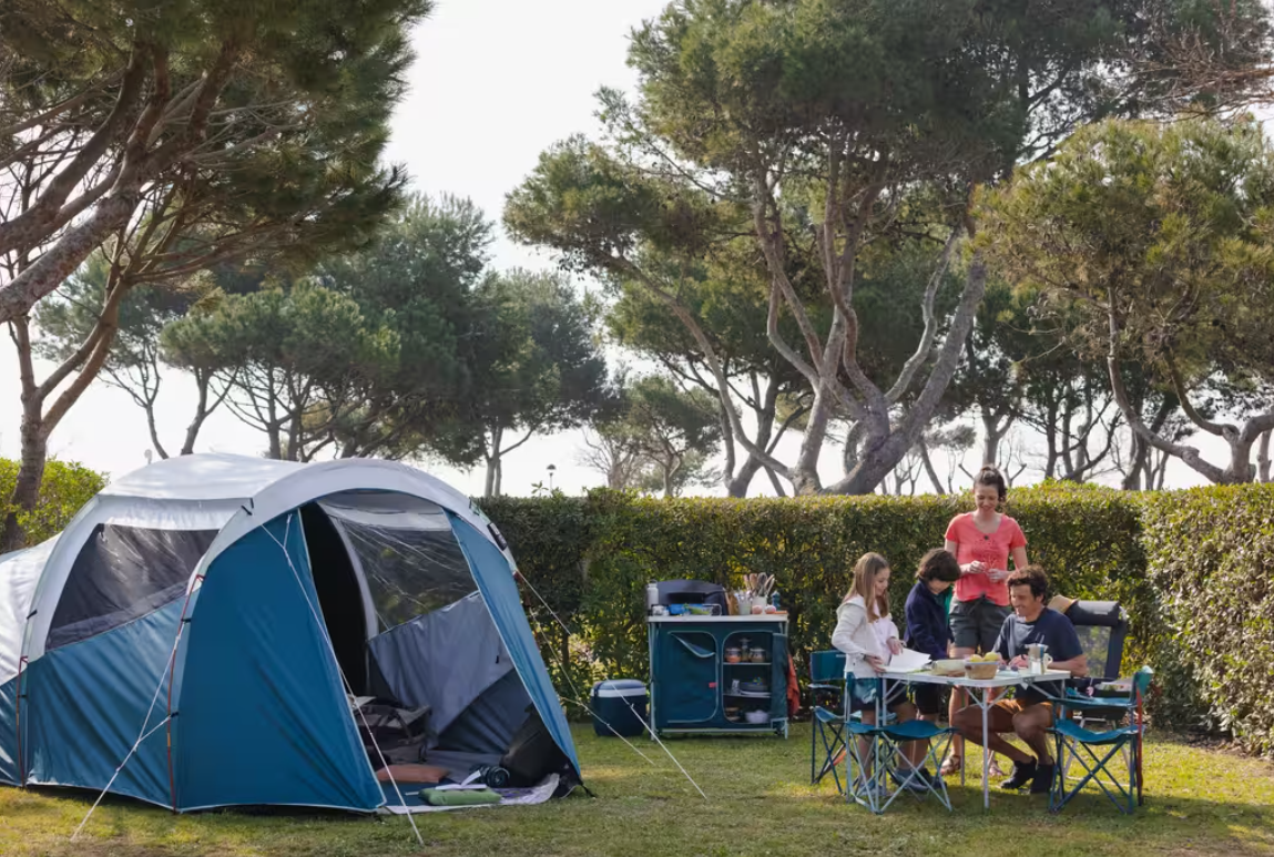 Camping Tent with Poles Arpenaz 4.1 F&B 4 Persons 1 Bedroom