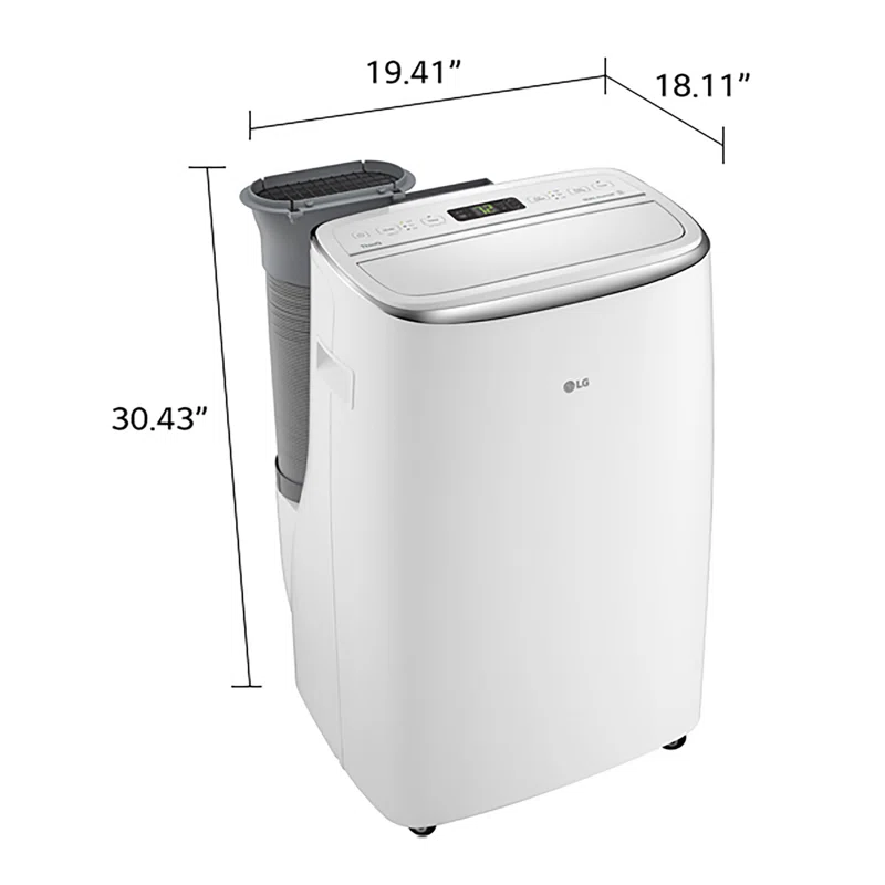 LG 10,000 BTU Dual Inverter Portable Air Conditioner, 220V, Cools up to 450 Sq. Ft. with Timer, Wi-F and Remote in White