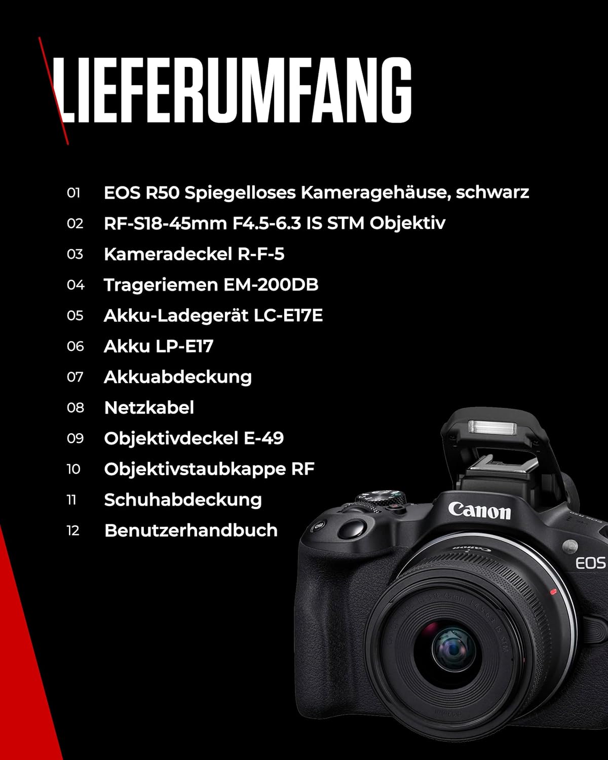 Canon EOS R50 Systemkamera + RF-S 18-45mm is STM Objektiv - Spiegellose Kamera Digitalkamera mit Autofokus