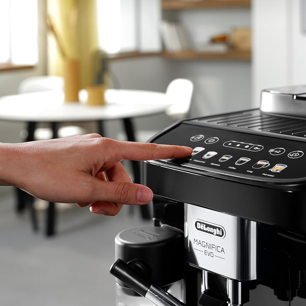 De'Longhi Magnifica Evo ECAM 292.81.B Fully Automatic Coffee Machine with LatteCrema Milk System, 7 Direct Selection Buttons for Cappuccino, Espresso and Other Coffee Specialities, 2-Cup Function