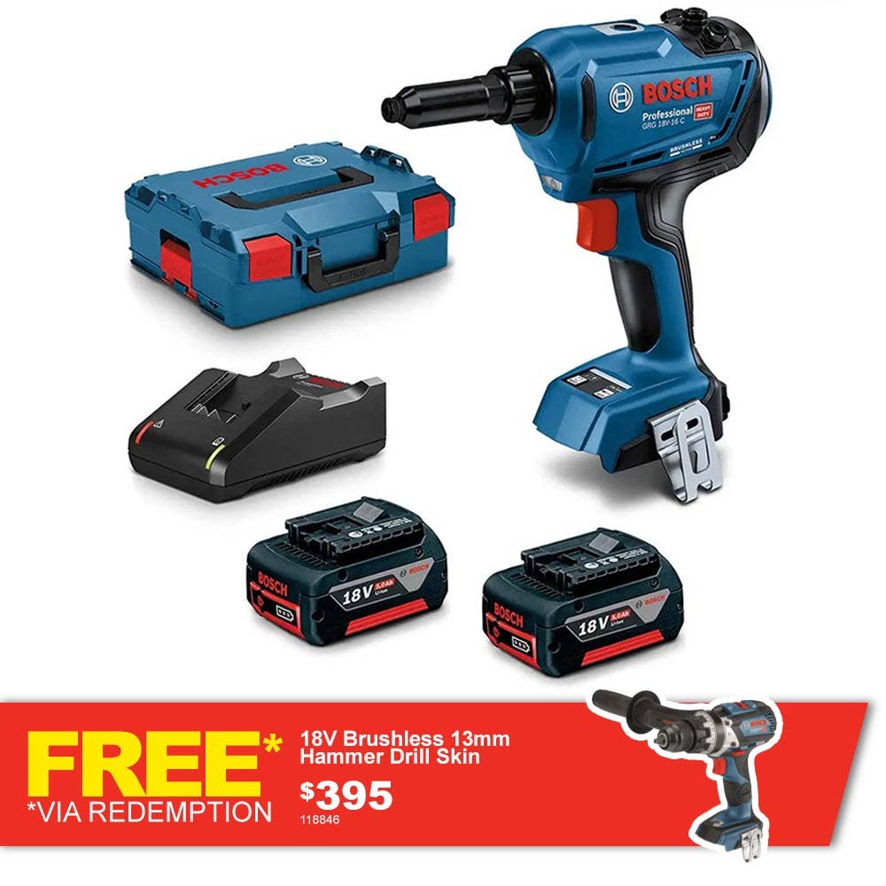 BOSCH 18V 2 x 5.0Ah Rivet Tool Kit 06019K5041