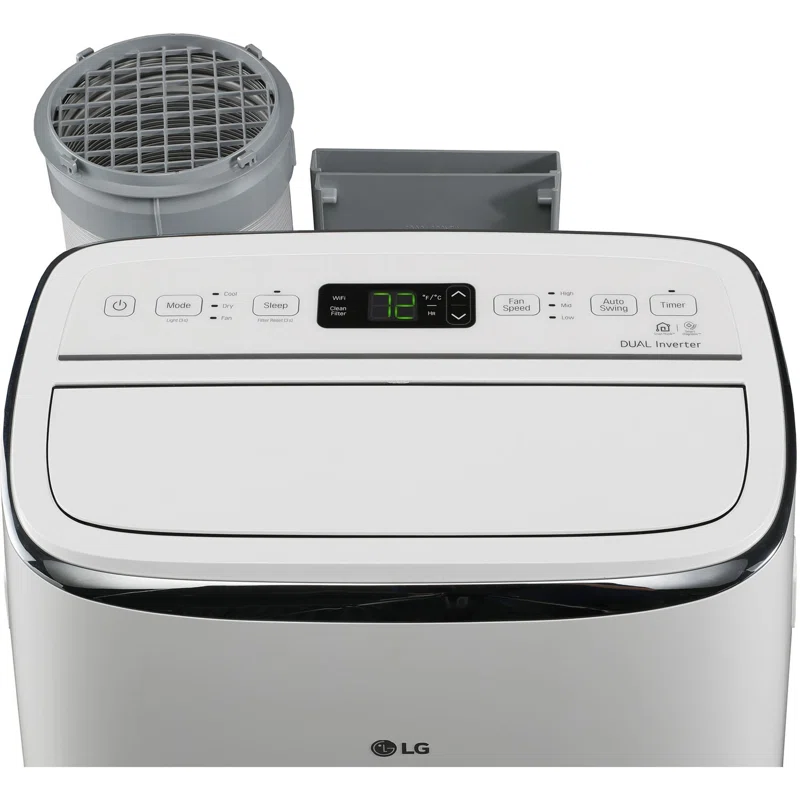 LG 10,000 BTU Dual Inverter Portable Air Conditioner, 220V, Cools up to 450 Sq. Ft. with Timer, Wi-F and Remote in White