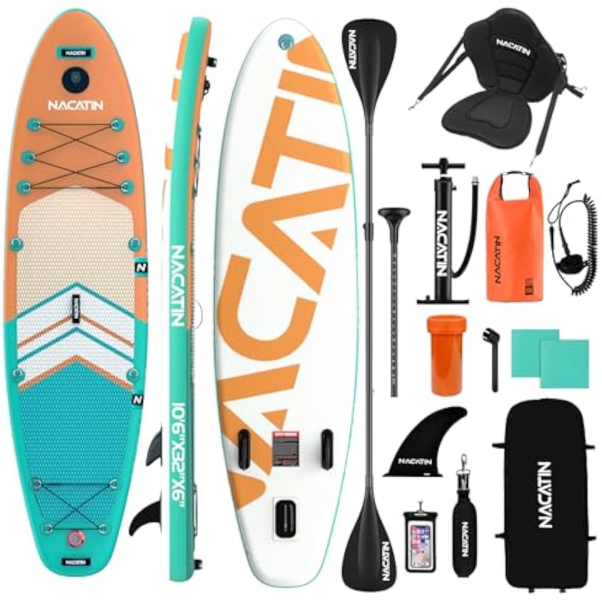 NACATIN Inflatable Stand Up Paddle Board with Kayak Seat,10'6