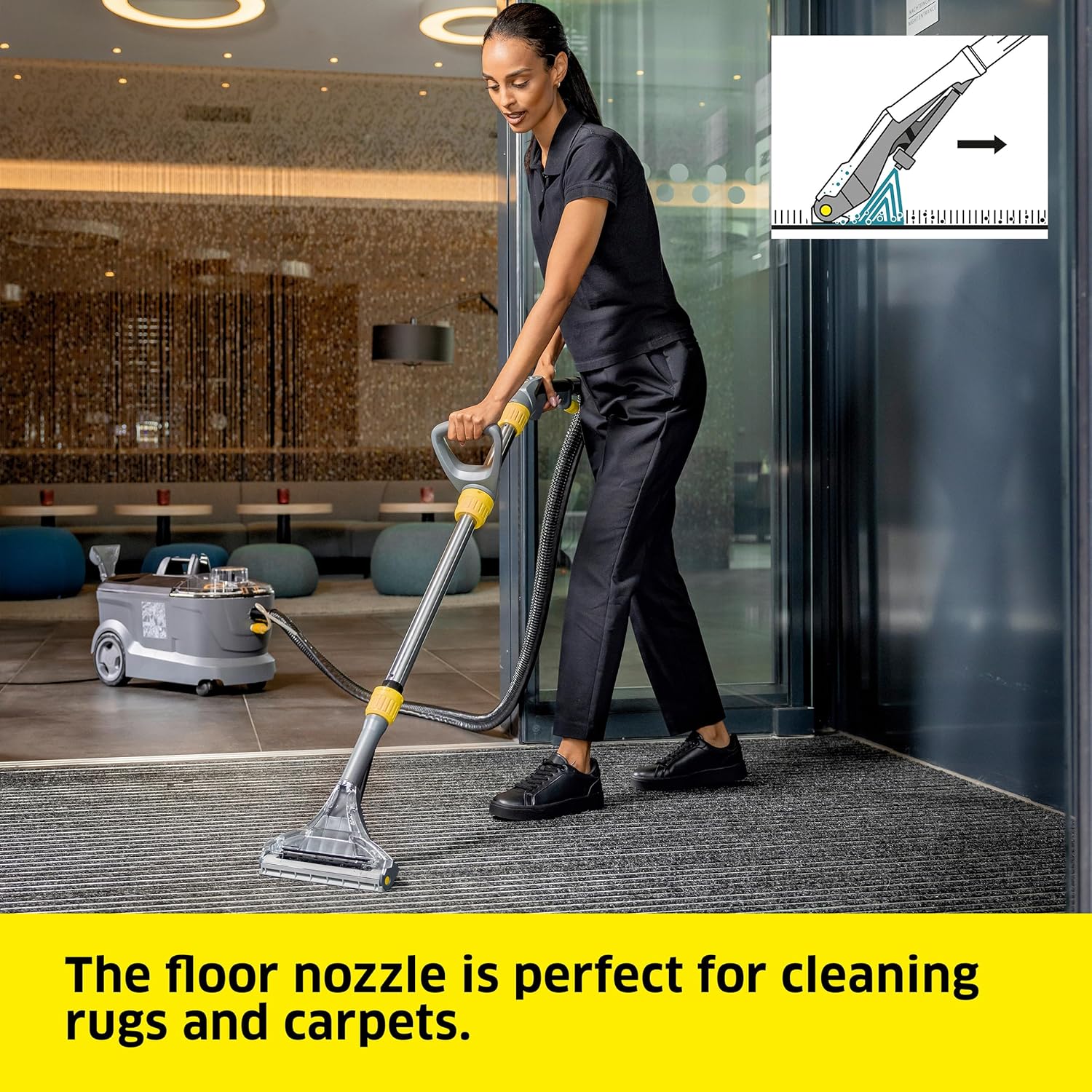 Kärcher Puzzi 8/1 C Commercial Carpet Extractor 12.5 PSI - Spot Cleaner, Stain Remover, Area Rugs, Car and Auto Detailing, Carpet and Upholstery Cleaner - Onboard Accessory Storage - 3.9 Gallon Tank