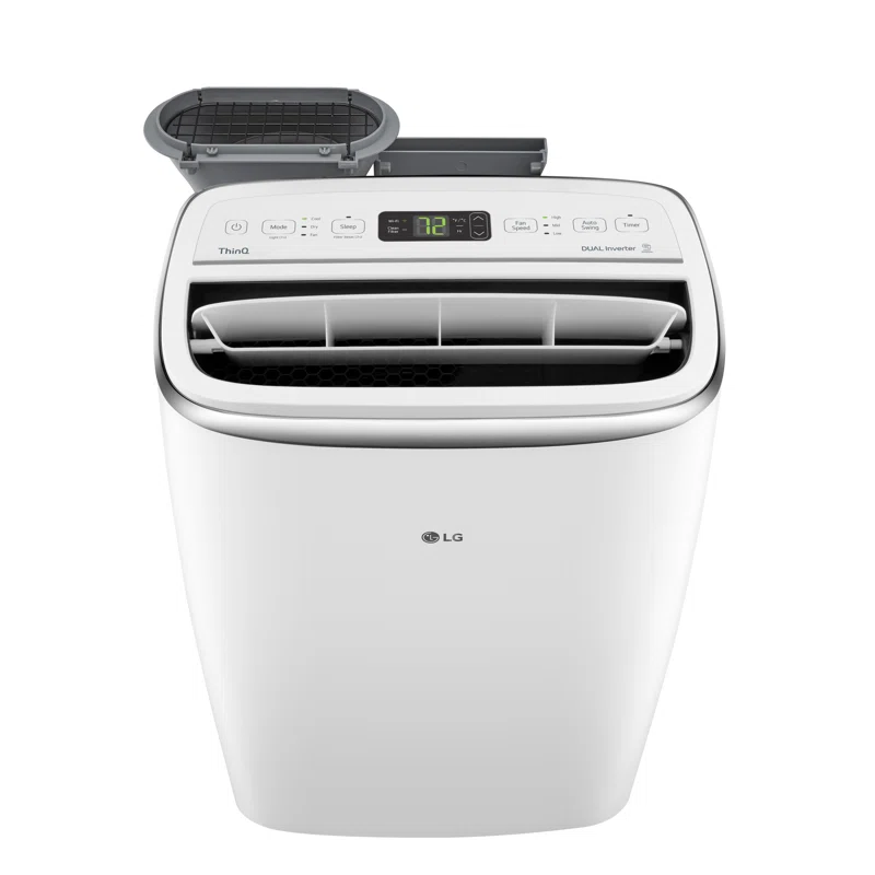 LG 10,000 BTU Dual Inverter Portable Air Conditioner, 220V, Cools up to 450 Sq. Ft. with Timer, Wi-F and Remote in White
