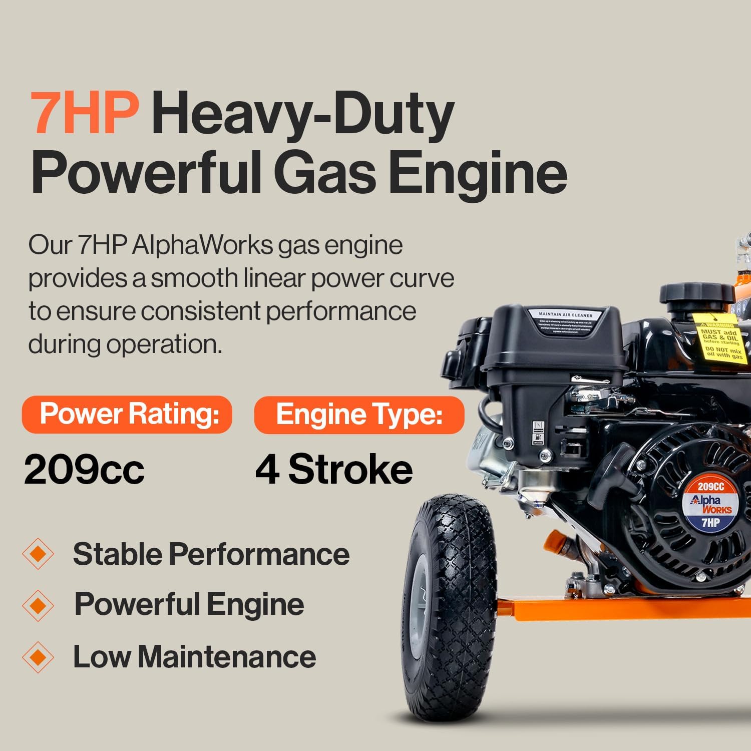 SuperHandy 20-Ton Gas Log Splitter - 7 HP, 209 cc, 20